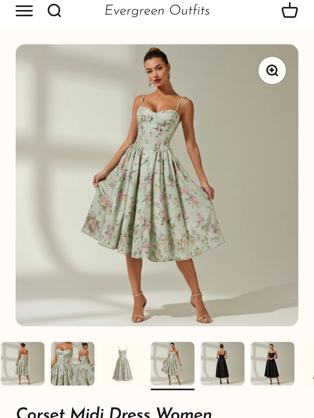 Mint Floral Corset Midi Dress
